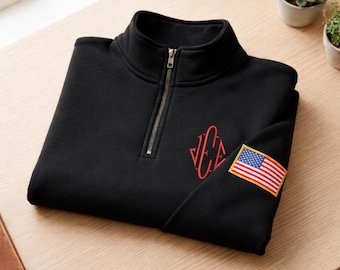 Embroidered J.E.E. Epstein Quarter Zip Sweatshirt, JEE Monogram 1/4 Zip Pullover, Funny Meme Unisex Preppy Sweater