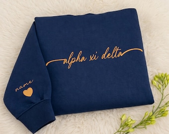 Personalized Custom All Sorority with Name on Sleeve Sweatshirt, Custom Greek Letters Crewneck, Big Little Idea, Girls Trip Gift, axid Merch