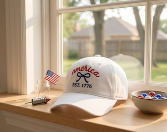 Embroidered America 1776 Vintage Washed Hat, 4th July 250th Anniversary Baseball Cap, Red White Blue Patriotic Dad Cap, Gift for Her