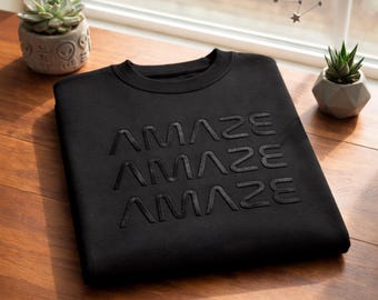 Amaze Amaze Amaze Embroidered Crewneck, Project Hail Mary Inspired Sweatshirt, Tone on Tone Vintage Pullover, Minimalist Sci Fi Gift