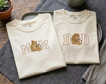 Embroidered Lion King Family Comfort Colors Shirt, Dad and Son Tee, Mom Queen Crewneck, Custom Animal Kingdom Gift