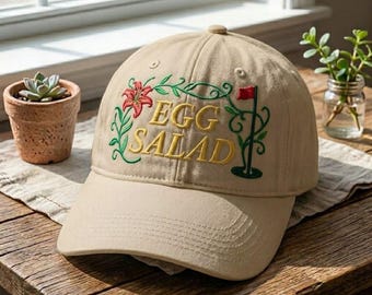 Funny Egg Salad Golf Cap, Vintage Washed Dad Hat, 2026 Golf Tournament Fan Hat, Classic Golfer Humor Gift