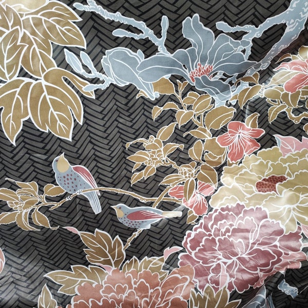 Vintage Decorating Fabrics of the Eighties, VAT Printed Cotton, Oriental Style, Original Design by M. Canovas "Primadonna"