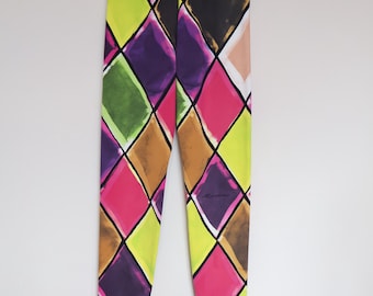 Leggings vintage de los 90 de Moschino Calze con estampado de arlequín / Medias de archivo de Moschino con estampado de diamantes / Talla XS/S / Como se vio en la serie La Niñera Fran Fin