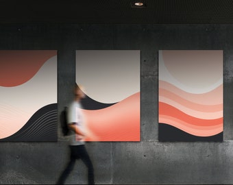Scarlet Desert Set Wall Art | Minimalist Art | Trendy Wall Art | Printable Bauhaus | Mid Century Modern | Digital Download | Gradient