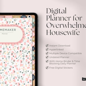 Alles-in-één digitale planner voor huisvrouwen: klusjes en maaltijdplanning, planning, budget en bereik uw doelen