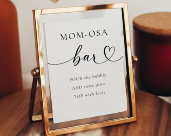 Momosa Bar Sign, Mimosa Bar, Baby Shower Sign, Minimalist Baby Shower Decor, Modern, Gender Neutral, Printable, Editable, Drinks Tag, MFP36