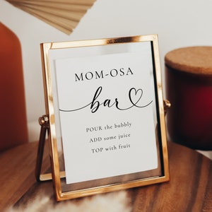 Momosa Bar Sign, Mimosa Bar, Baby Shower Sign, Minimalist Baby Shower Decor, Modern, Gender Neutral, Printable, Editable, Drinks Tag, MFP36