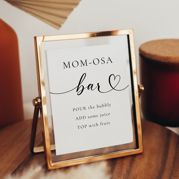 Momosa Bar teken, Mimosa Bar, baby shower teken, minimalistisch baby shower decor, modern, genderneutraal, afdrukbaar, bewerkbaar, drankjes tag, MFP36