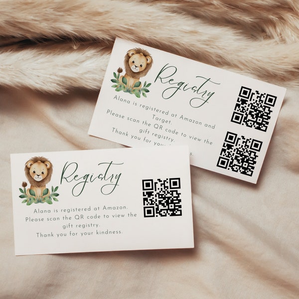 Safari Gift Registry QR Code Card, Jungle Baby Shower, A Little Wild One, Editable Registry QR Code, Registry Card Online Registry MFP28