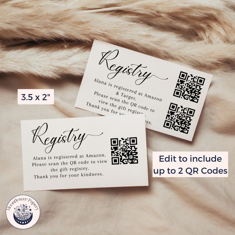 Baby Shower QR Code Card for Online Registry, Baby Gift QR Code