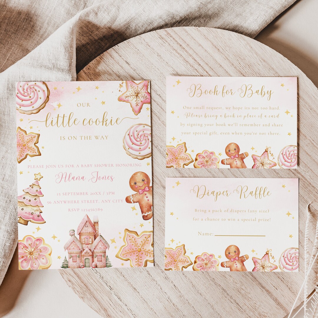 Gingerbread Baby Shower Invitation Bundle A Little Cookie is Etsy