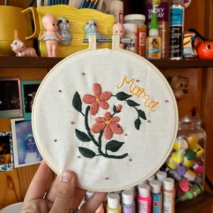 Mama Floral Embroidery – 6” Hoop, Handmade Mother’s Day Gift