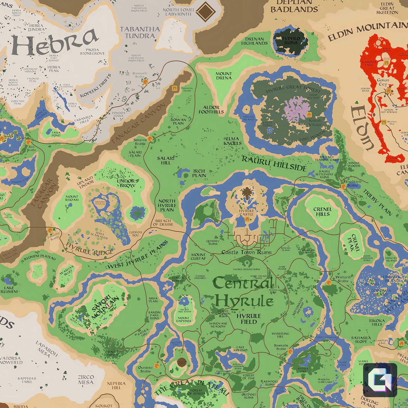 Legend of Zelda Map Poster, Tears of the Kingdom Map, Breath of the ...
