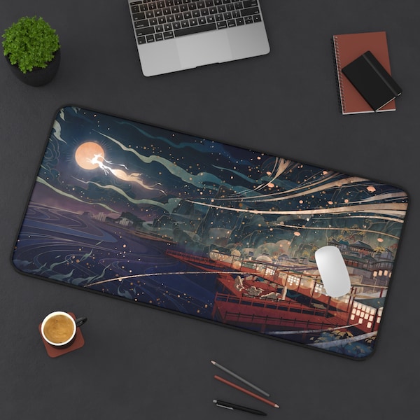 Genshin Impact Liyue Desk mat, High-Quality Desk Mat, Genshin Impact, Genshin, Night of Liyue, Gaming Desk Mat, Long Mouse Pad
