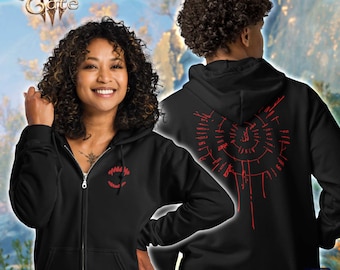 Astarion's Scar Unisex Zip Hoodie, Baldur's Gate 3, Astarion, Vampire Bite, Symbol, DnD, Gamer Apparel
