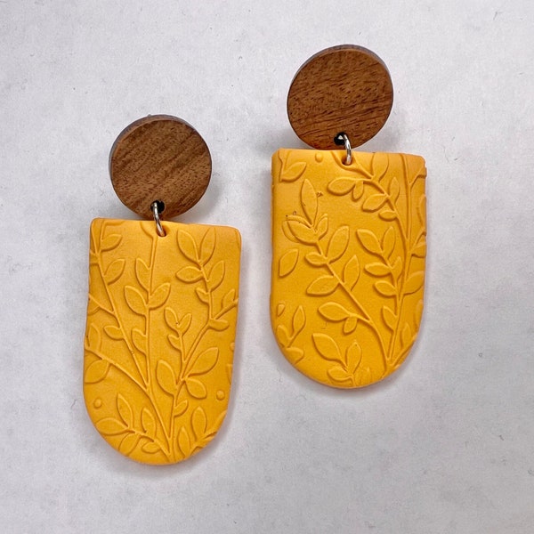 Fall Textured Clay Leaf Earrings | Statement Earrings | Leaf Statement Earrings