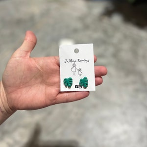 Monstera Leaf Clay Earrings | Polymer Clay Plant Earrings