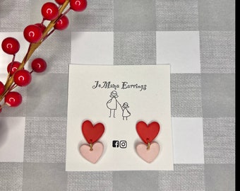 Orecchini pendenti a cuore di San Valentino / Orecchini a cuore in argilla / Orecchini a cuore di San Valentino