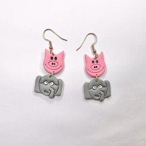 Piggie and Gerald Inspired Earrings |  Clay Book Character Earrings | Teacher Statement Earrings