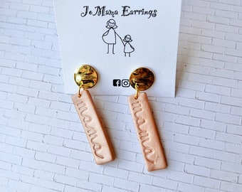 Mama Dangle Earrings | Polymer Clay Stamped Jewelry | Mom Statement Earrings