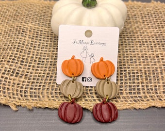 Pendientes de calabaza apilada / Pendientes de calabaza de arcilla / Pendientes de otoño