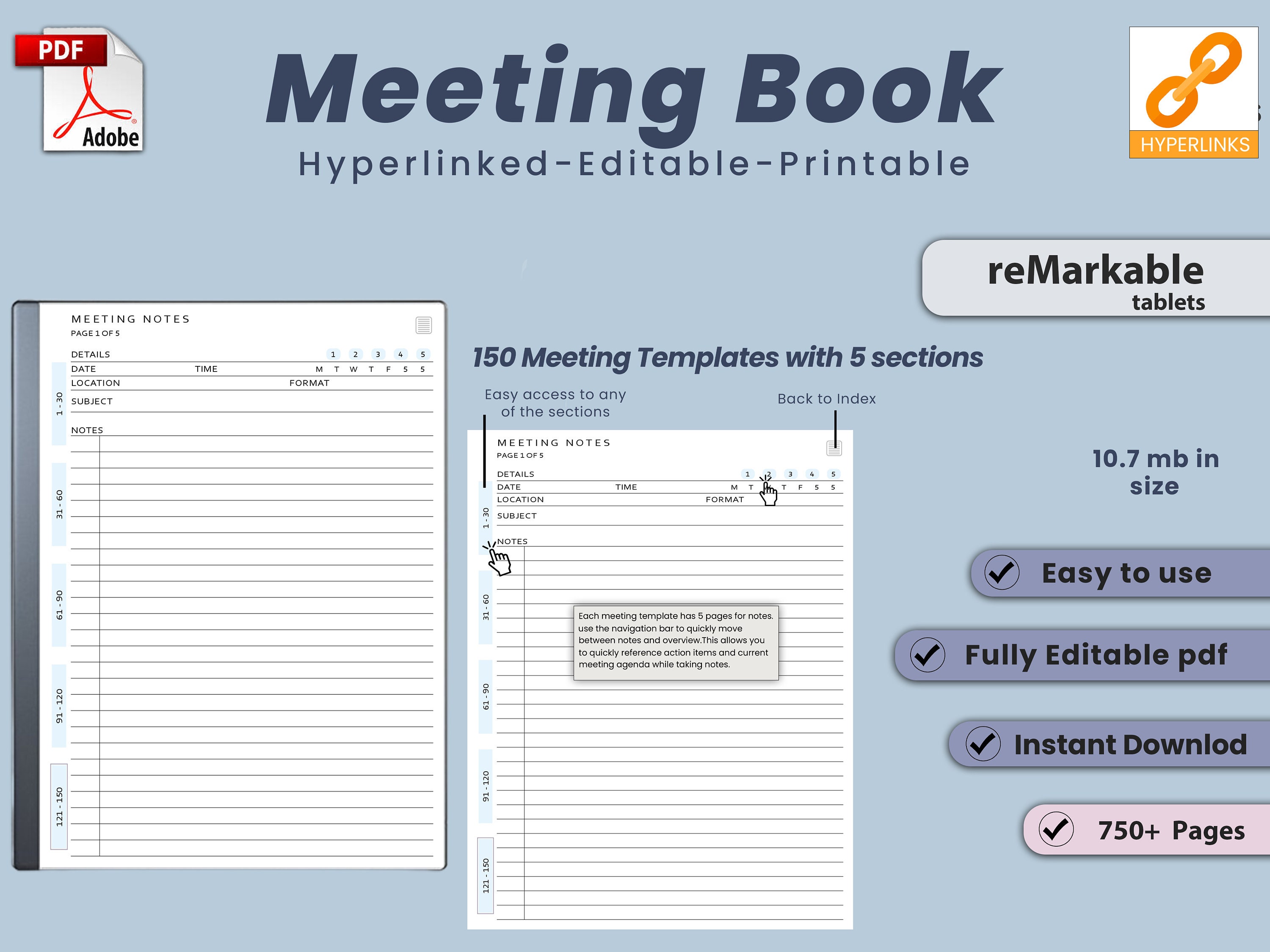 Remarkable Meeting Template, Remarkable 2 Templates, Meeting Book Remarkable Meeting Template, Remarkable 2 Templates, Meeting Book