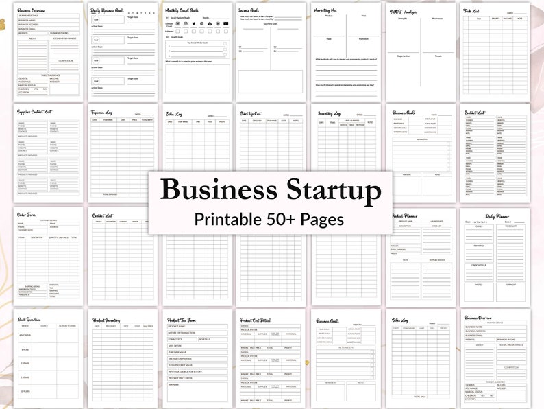 Business Startup Planner, Printable Business Startup, Business Startup ...