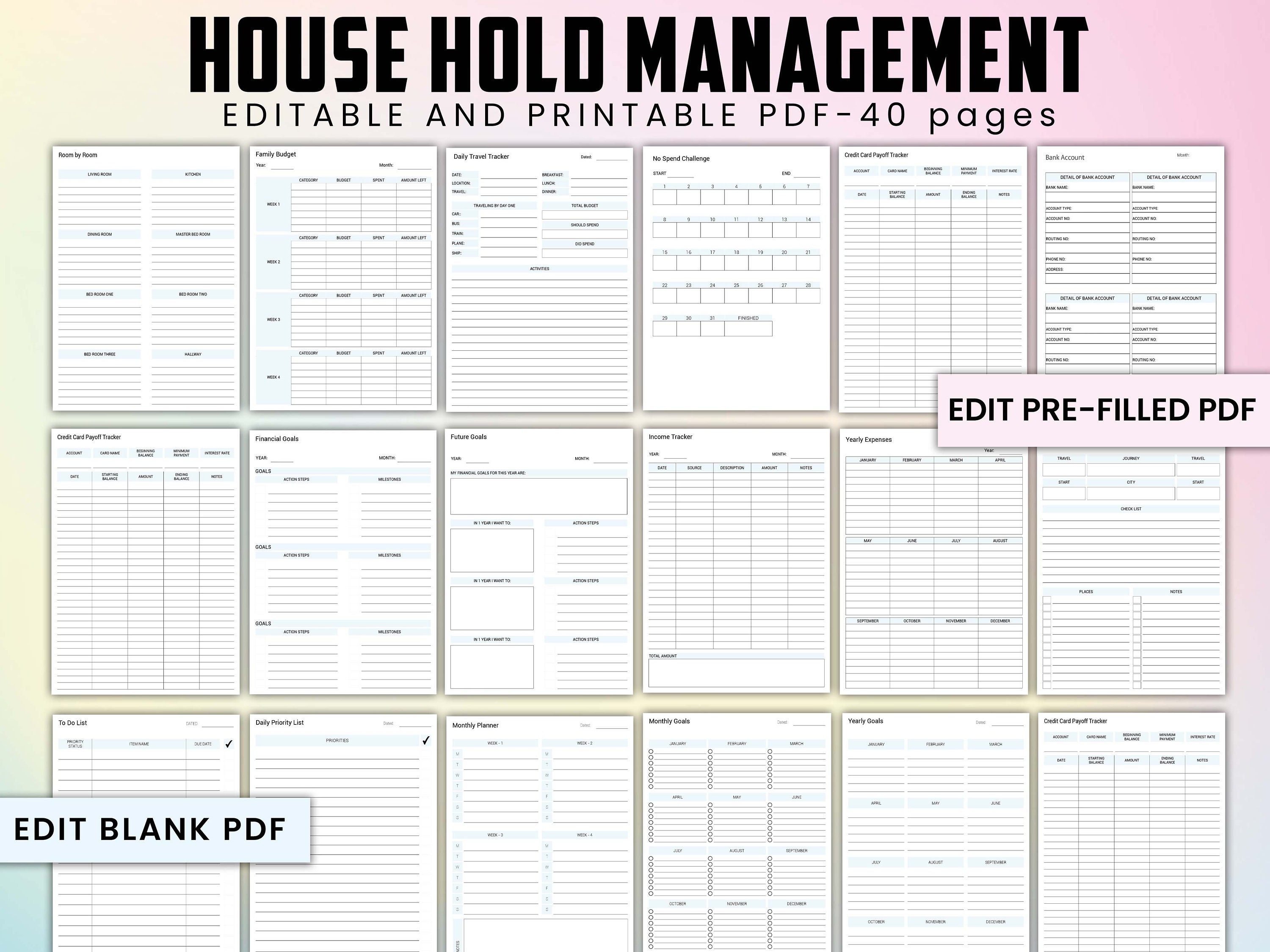 House Management Printables