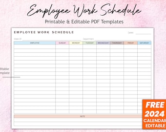 Employee Work Schedule, Streamline Efficiency, Boost Productivity, Employee Work schedule template, Employee Weekly Schedule, Business Plan