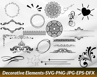 Decorative Elements SVG Bundle, Dividers Borders Svg, Text Divider Svg ...