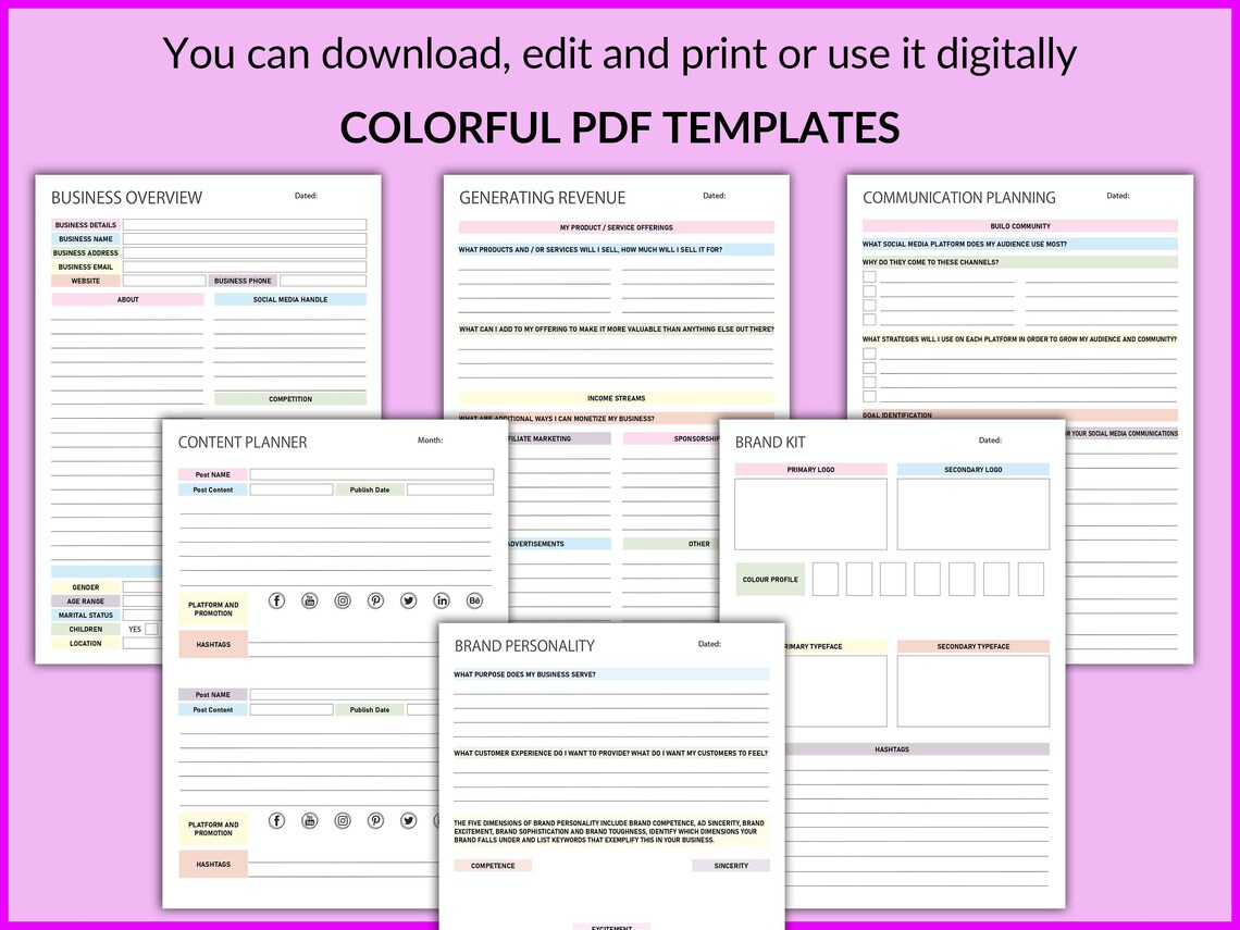 Business Startup Planner, Printable and Editable Business Startup ...