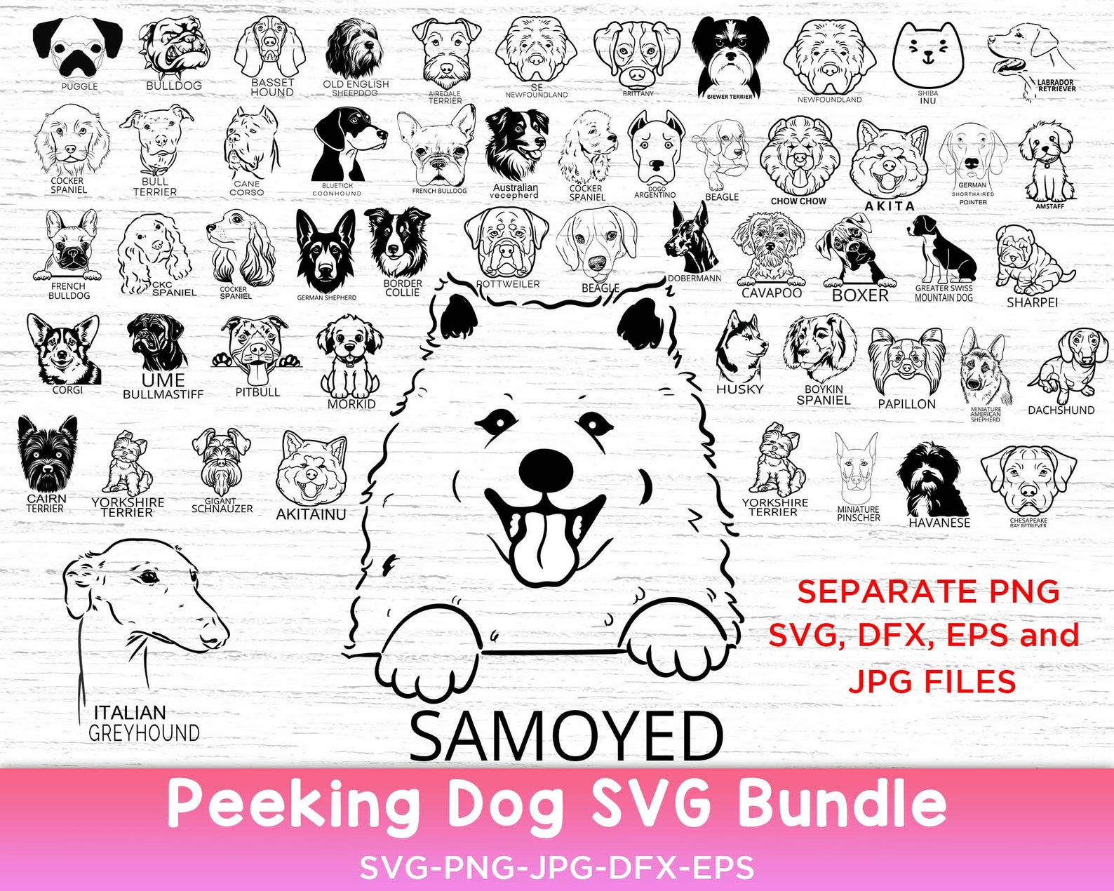 Dog Breeds SVG Bundle, Playful Dog SVG Bundle, Dog Peeking Svg Bundle ...