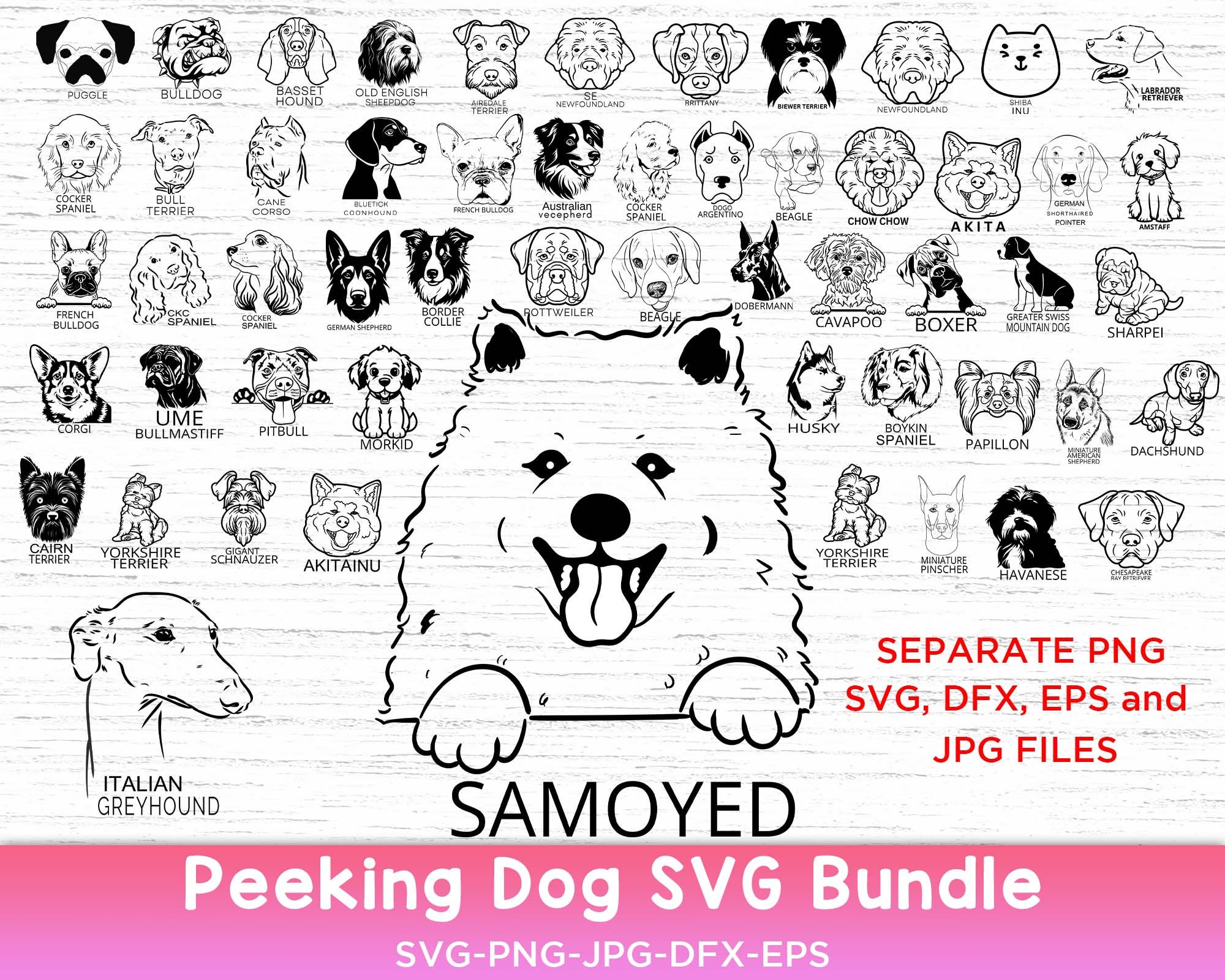 Dog Breeds SVG Bundle, Playful Dog SVG Bundle, Dog Peeking Svg Bundle ...
