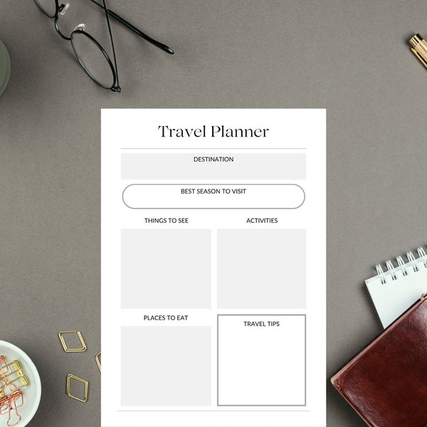 Digital Travel Planner | Editable Printable Travel Journal | Vacation Planner | Travel Notebook | Printable Trip Planner | Travel Diary