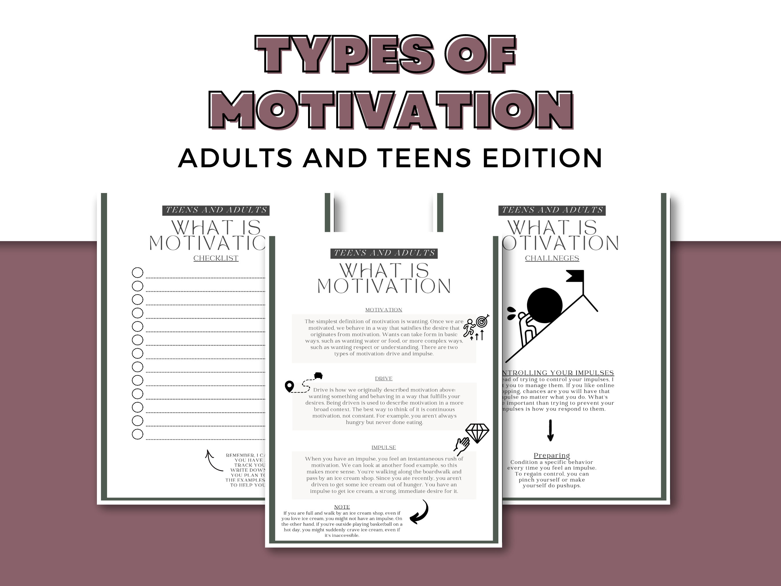 Motivation Worksheet, Digital Download, Productivity, Self