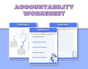 Accountability worksheets: time management, self-help, educational tools, personal development, productivity, mental health