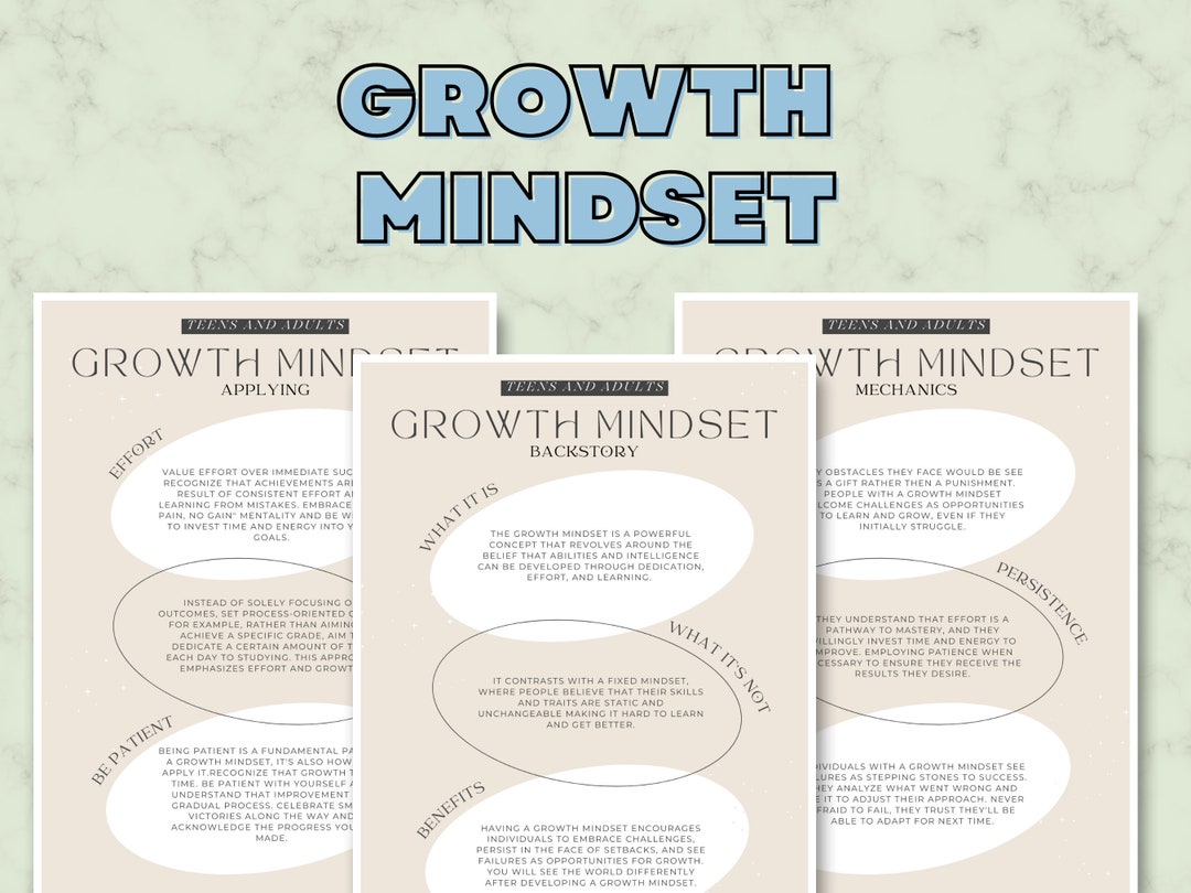 Growth Mindset Worksheet, Digital Download, Printable, Printable