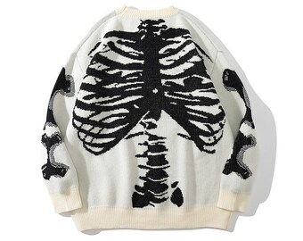 Oversized Y2K Streetwear Sweater, Skeleton Sweater, Human Anatomy Sweater, Unisex Sweater, Alt Streetwear, Hip Hop Streetwear