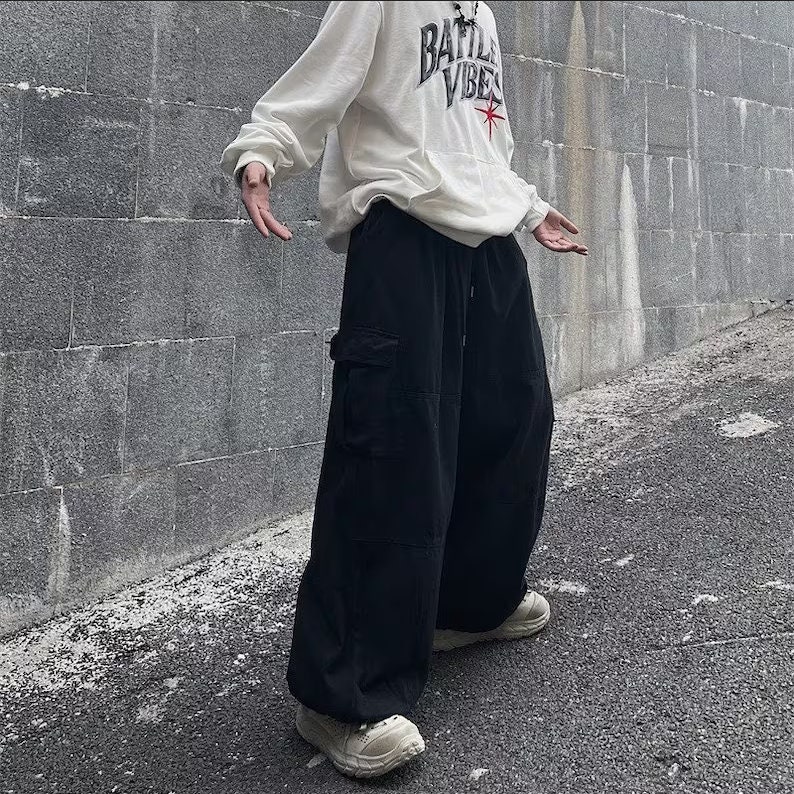Versatile Military Inspired Streetwear Pants, Baggy Loose Fit ...