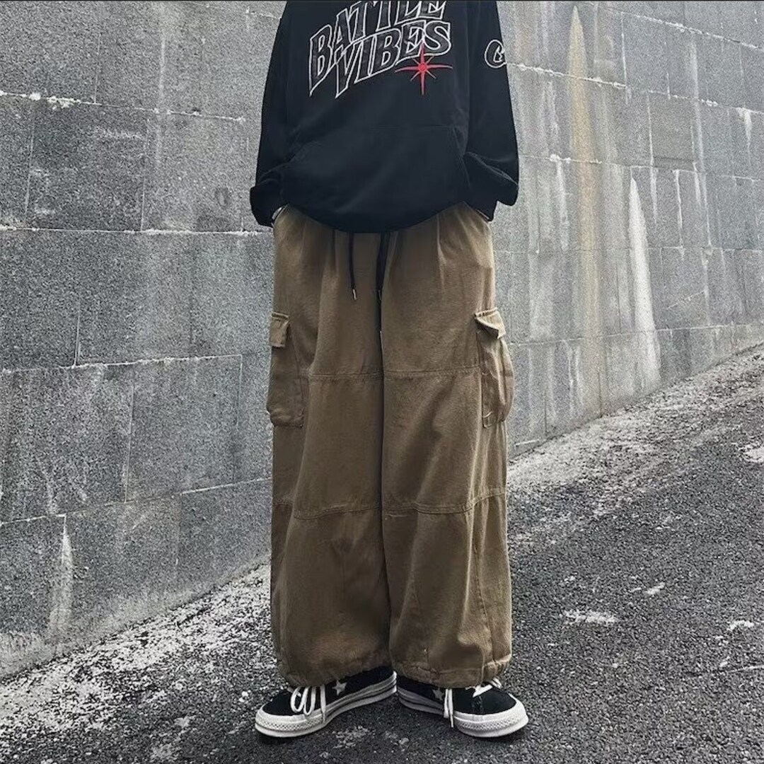 Versatile Military Inspired Streetwear Pants, Baggy Loose Fit