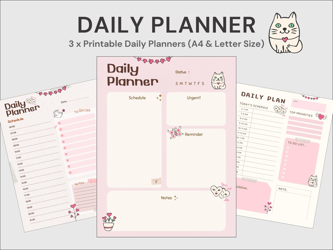 Cute Printable DAILY PLANNER to Do List Printable Productivity Planner ...
