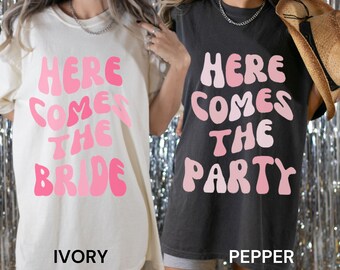 Retro Bachelorette Party Shirts, Here Comes the Bride T-Shirt, Custom Bridal Party Shirts, Matching Bridesmaid Shirts, Bridesmaid Gift, Bach