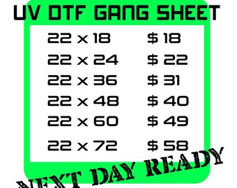 UV DTF Bulk Gang Sheet, UV Dtf Transfers Wholesale, Next Day Service