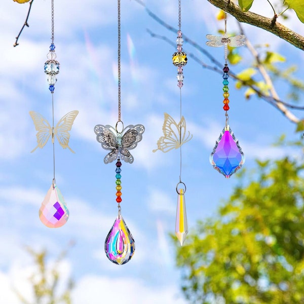 Sun catcher, Butterfly Suncatcher, Crystal Prism, Boho Window Hanger, Home Decor, Crystal Decor, Birthday Gift for Her, Crystal Suncatcher