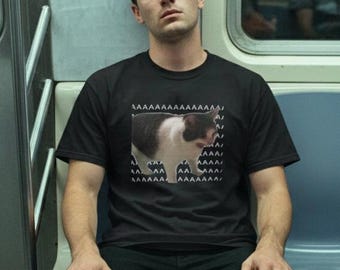 Screaming Cat Meme T-shirt Silly Animal Shirt Yelling Kitten Tee Funny TikTok Meme Tshirt Cursed Cat Graphic Tee Viral Internet Meme Shirt