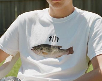 Fih Fish Meme T-shirt Misspelled Joke Shirt Gen Z Dumbest Tee Silly Shitpost Shirt Y2K Graphic Tee Adult Humor T-shirt Iconic Slogan Tee