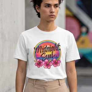 Zara Larsson Midnight Sun T-shirt Retro Rainbow Hibiscus Shirt Floral Sunset Graphic Tee Pop Concert Tshirt Music Festival Outfit