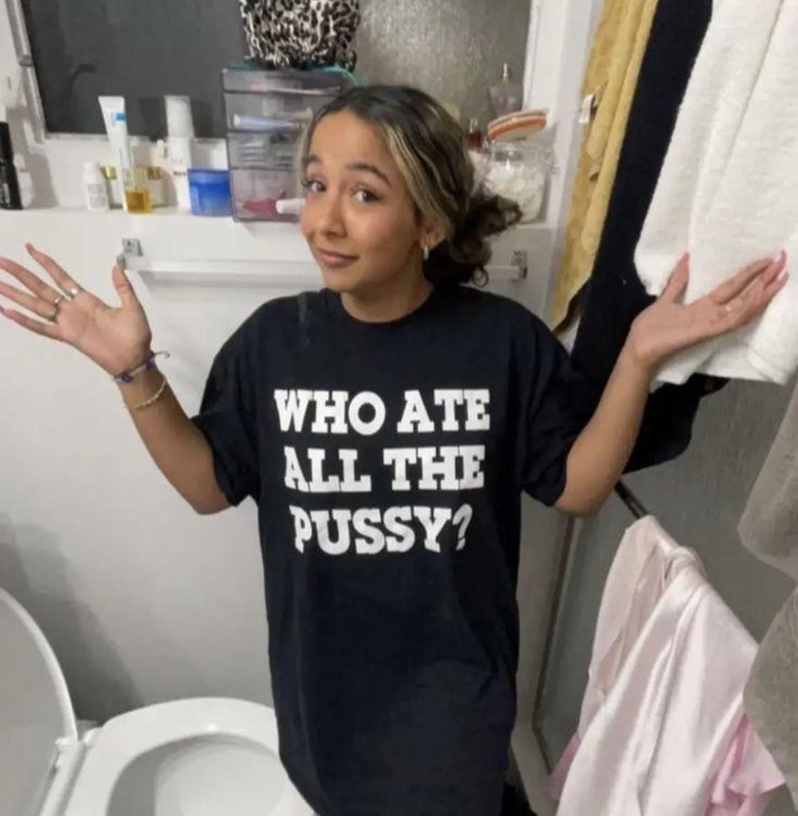 Who Ate All the Pussy T-shirt Unhinged Funny Meme Shirt Y2K Graphic Tee