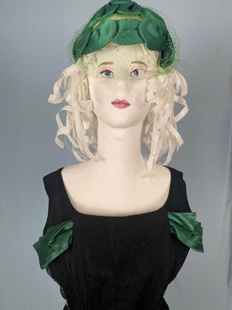 Antique Concert Dress, 1950, USA. Dress Hat Belt Flower. Black Guipure ...